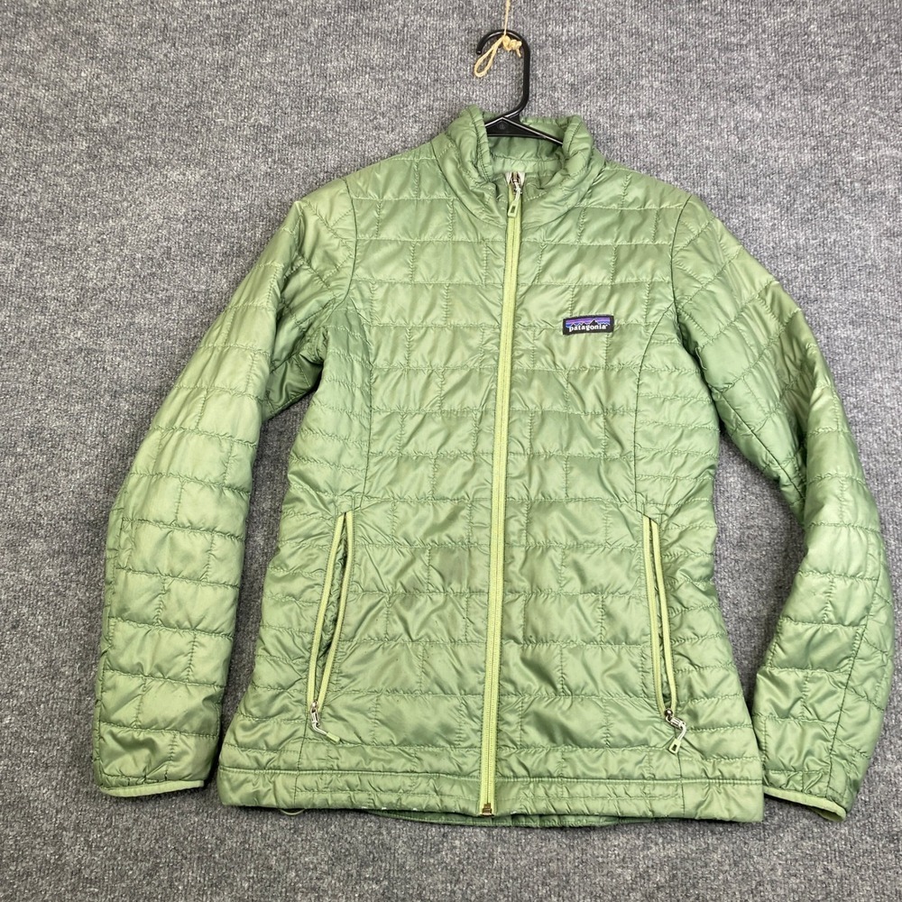 Patagonia Nano Puff Jacket Womens Sage Green Quilted Insulated Full Zip Puffer